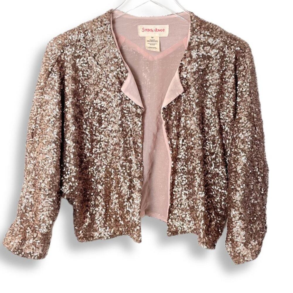 Stich & Knot Sequin Cropped Blazer Sz M